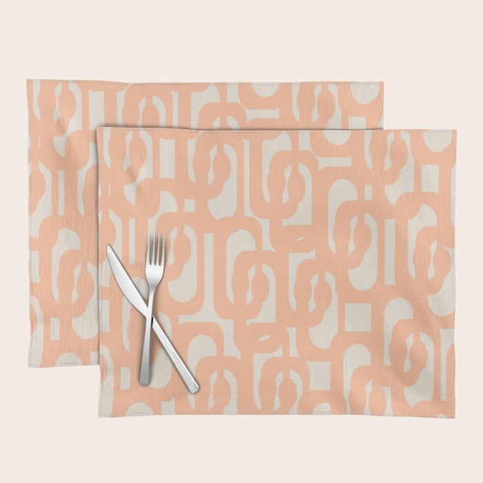 Peach Mid Century Modern Loop Pattern Placemat Gallery Image 1