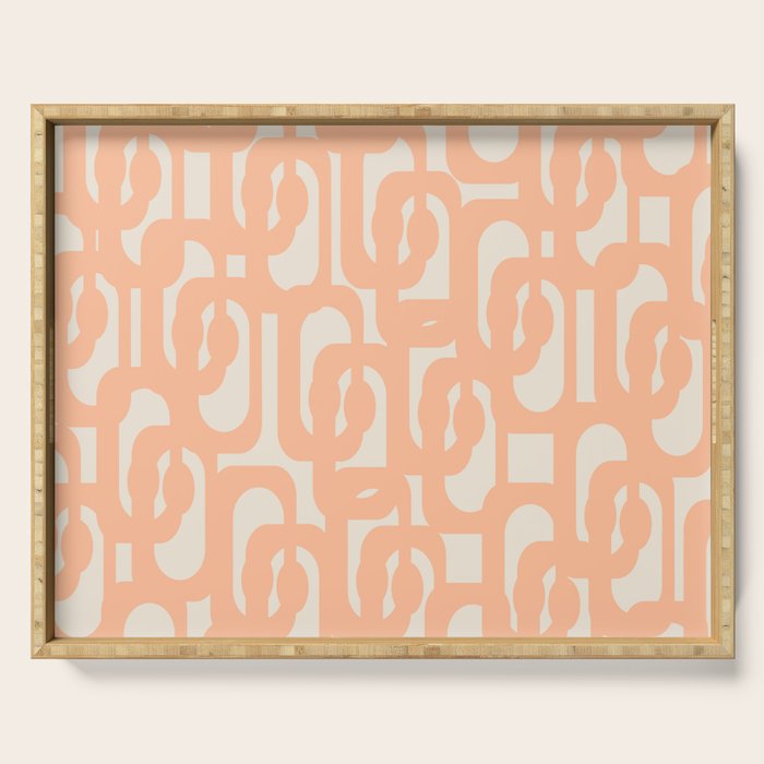 Peach Mid Century Modern Loop Pattern Serving Tray Gallery Image 1