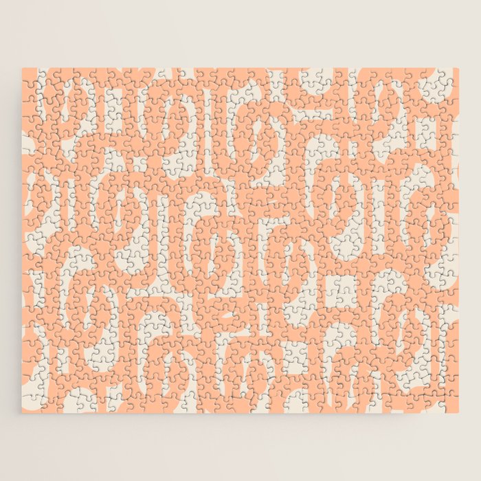 Peach Mid Century Modern Loop Pattern Jigsaw Puzzle Gallery Image 1