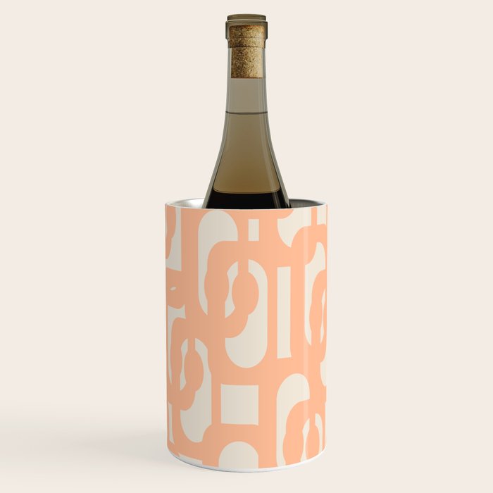 Peach Mid Century Modern Loop Pattern Wine Chiller Gallery Image 3