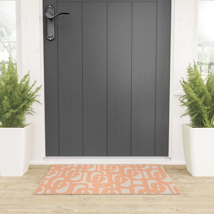 Peach Mid Century Modern Loop Pattern Welcome Mat Gallery Image 3