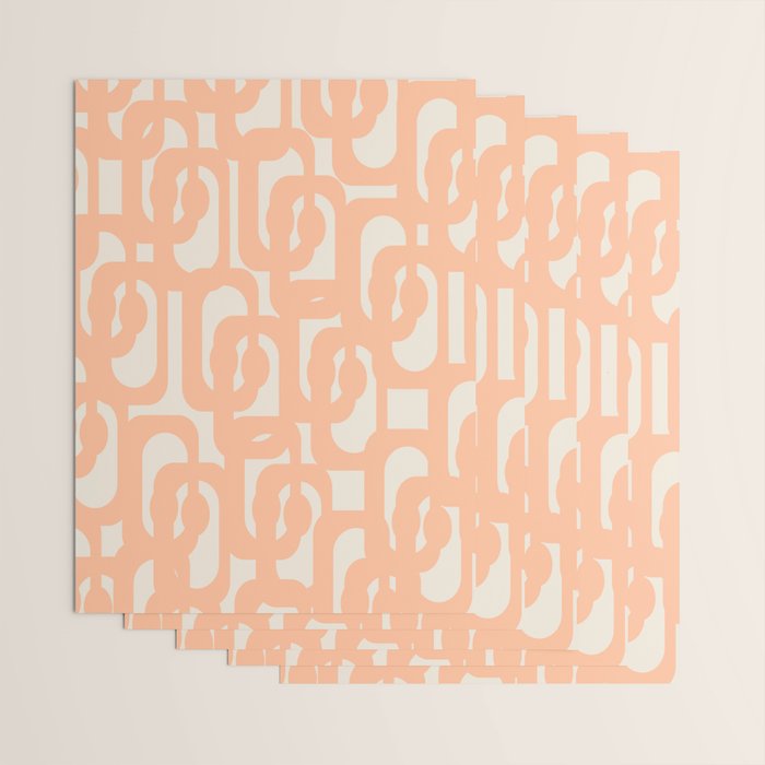 Peach Mid Century Modern Loop Pattern Wrapping Paper Gallery Image 3