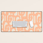 Peach Mid Century Modern Loop Pattern Desk Mat Gallery Image 1
