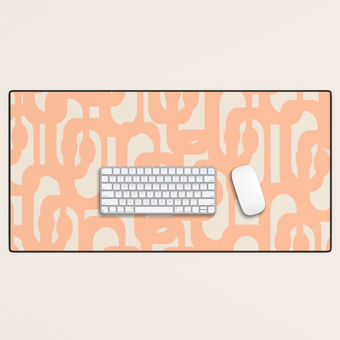 Peach Mid Century Modern Loop Pattern Desk Mat Gallery Image 1