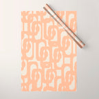 Peach Mid Century Modern Loop Pattern Wrapping Paper Gallery Image 1