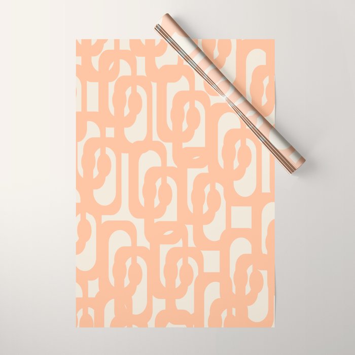 Peach Mid Century Modern Loop Pattern Wrapping Paper Gallery Image 1