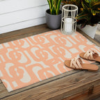 Peach Mid Century Modern Loop Pattern Outdoor Rug Gallery Image 2