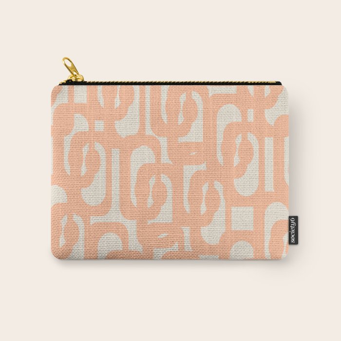 Peach Mid Century Modern Loop Pattern Carry All Pouch Gallery Image 1