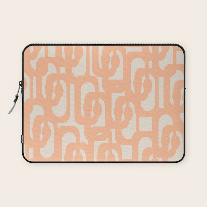 Peach Mid Century Modern Loop Pattern Laptop Sleeve Gallery Image 1