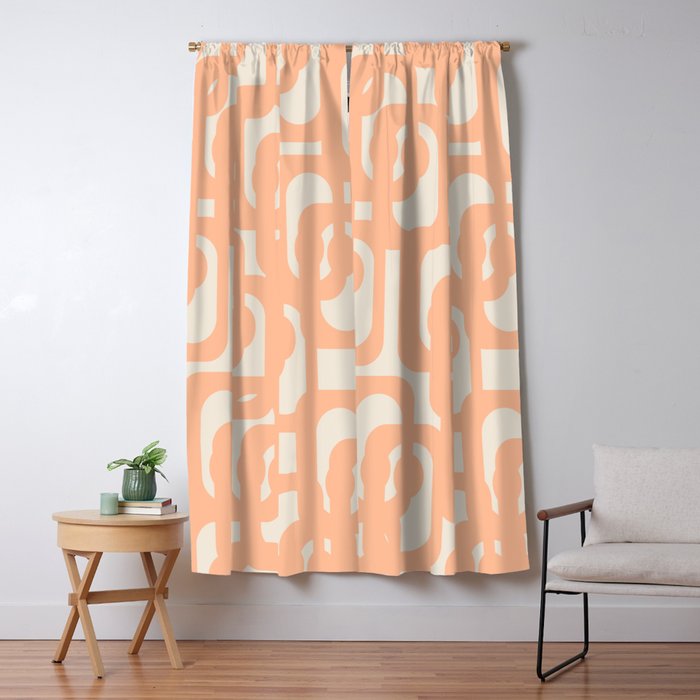 Peach Mid Century Modern Loop Pattern Window Curtain Gallery Image 5