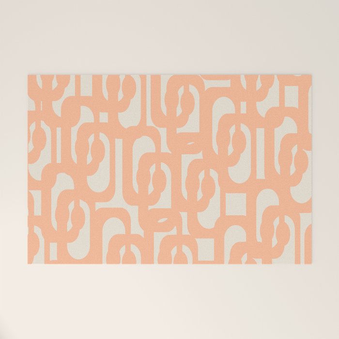 Peach Mid Century Modern Loop Pattern Welcome Mat Gallery Image 1