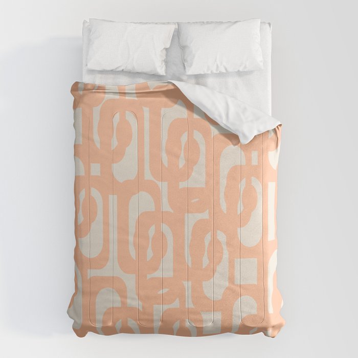 Peach Mid Century Modern Loop Pattern Comforter Gallery Image 1