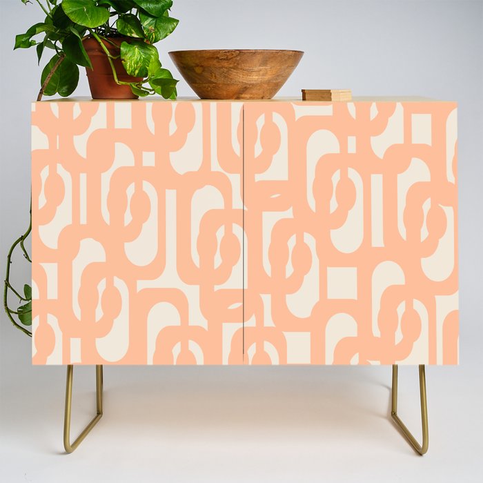 Peach Mid Century Modern Loop Pattern Credenza Gallery Image 1