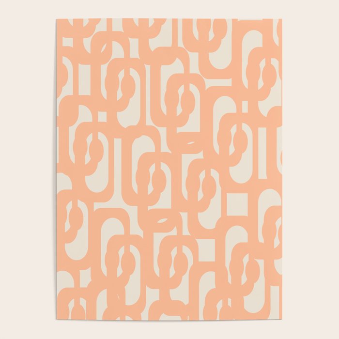 Peach Mid Century Modern Loop Pattern Poster Gallery Image 4