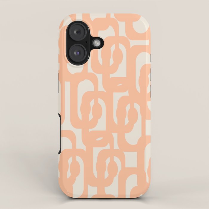 Peach Mid Century Modern Loop Pattern iPhone Case Gallery Image 1
