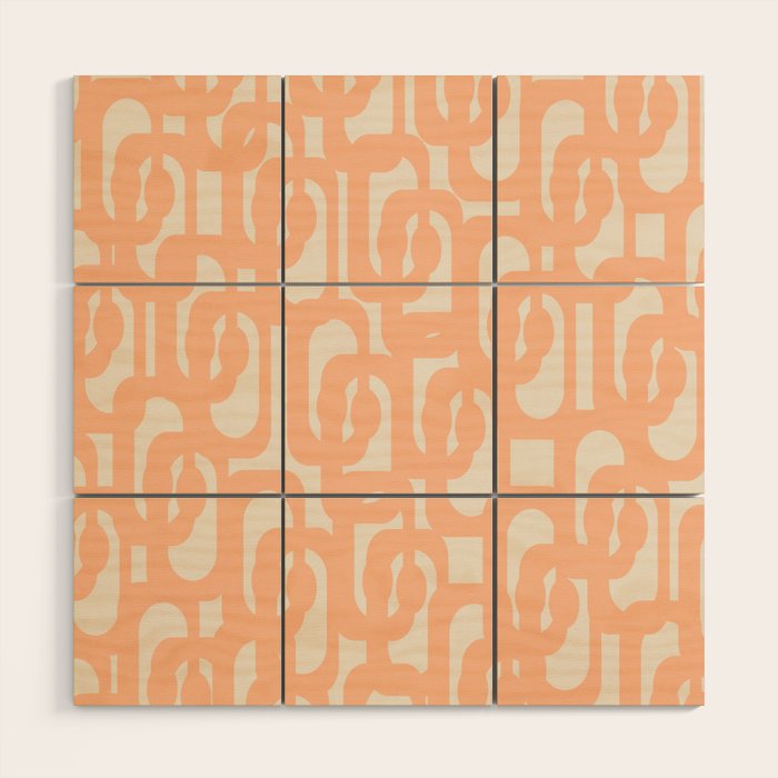 Peach Mid Century Modern Loop Pattern Wood Wall Art Gallery Image 1