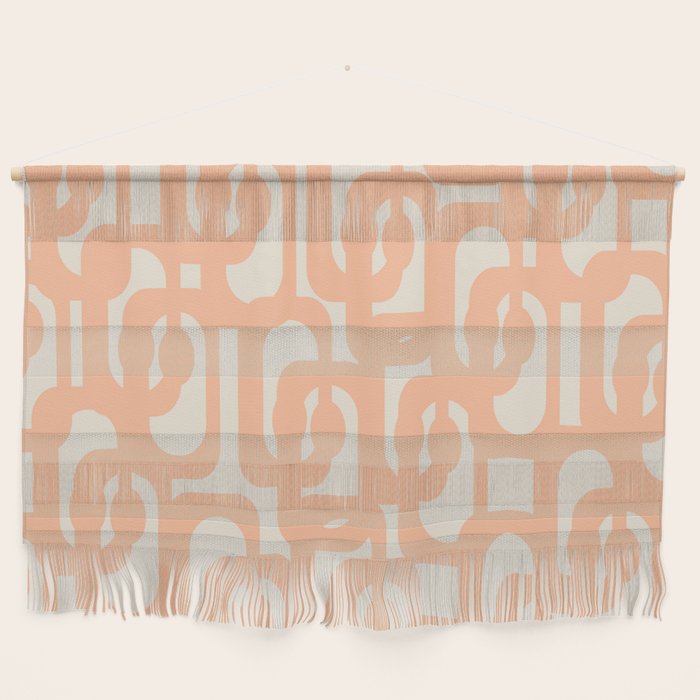 Peach Mid Century Modern Loop Pattern Wall Hanging Gallery Image 1