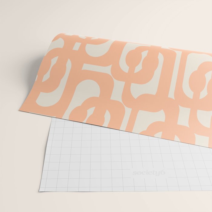 Peach Mid Century Modern Loop Pattern Wrapping Paper Gallery Image 2