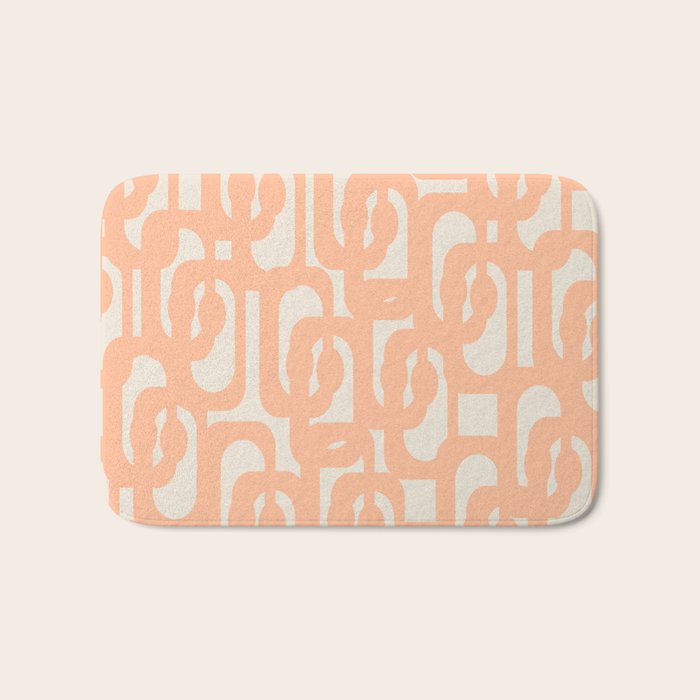 Peach Mid Century Modern Loop Pattern Bath Mat Gallery Image 1