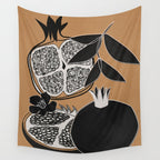 Line Art Pomegranates 5 Wall Tapestry Gallery Image 4