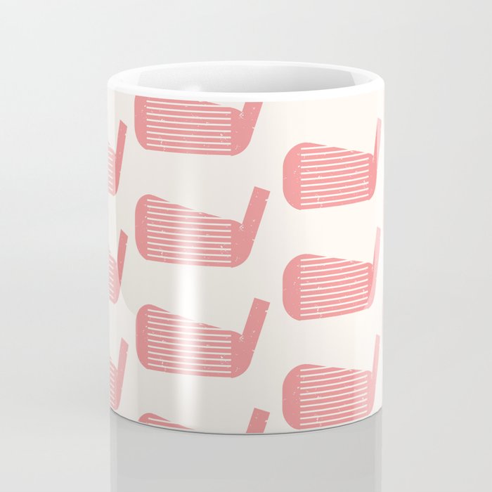 Golf Club Head Vintage Pattern (Beige/Pink) Coffee Mug Gallery Image 4