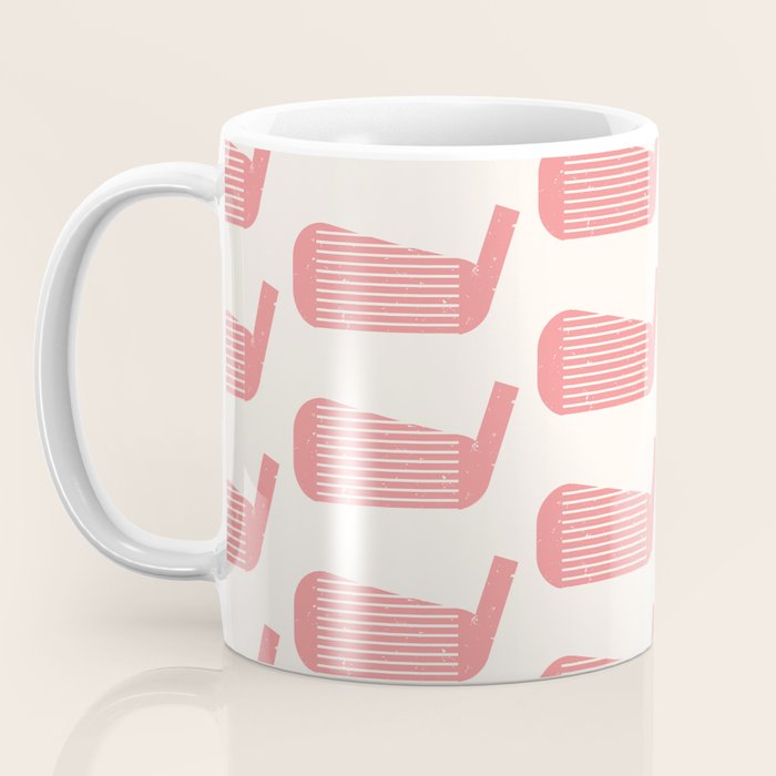 Golf Club Head Vintage Pattern (Beige/Pink) Coffee Mug Gallery Image 3