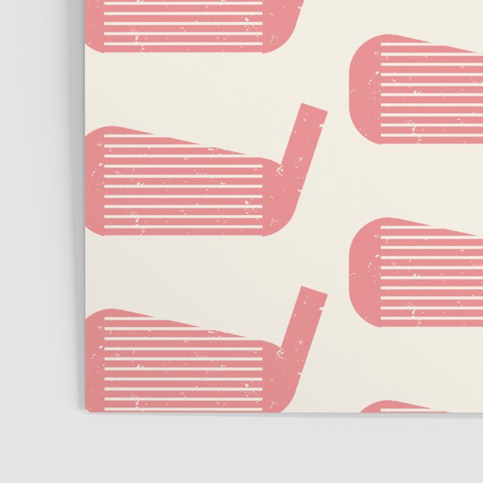 Golf Club Head Vintage Pattern (Beige/Pink) Poster Gallery Image 3
