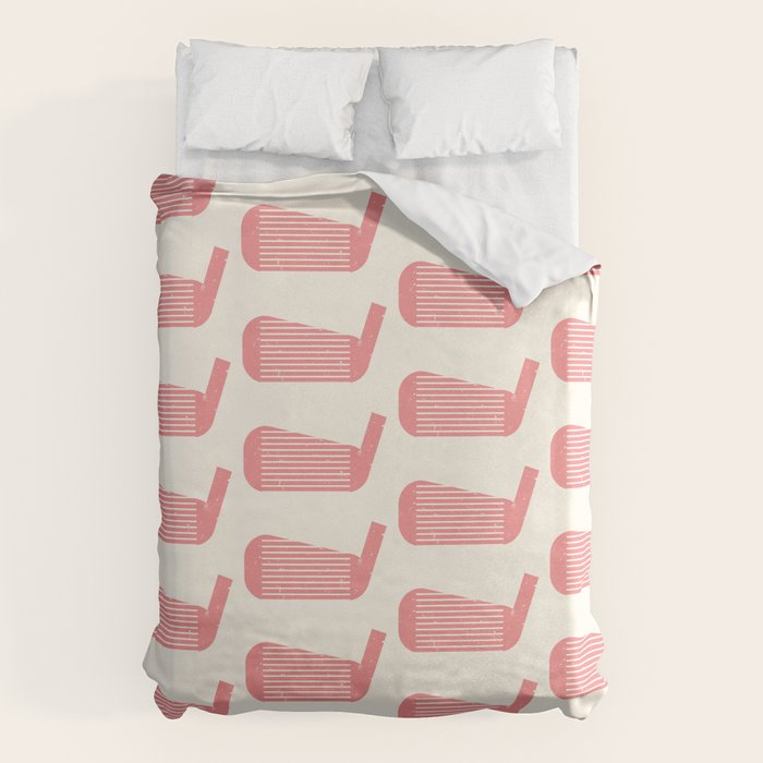 Golf Club Head Vintage Pattern (Beige/Pink) Duvet Cover
