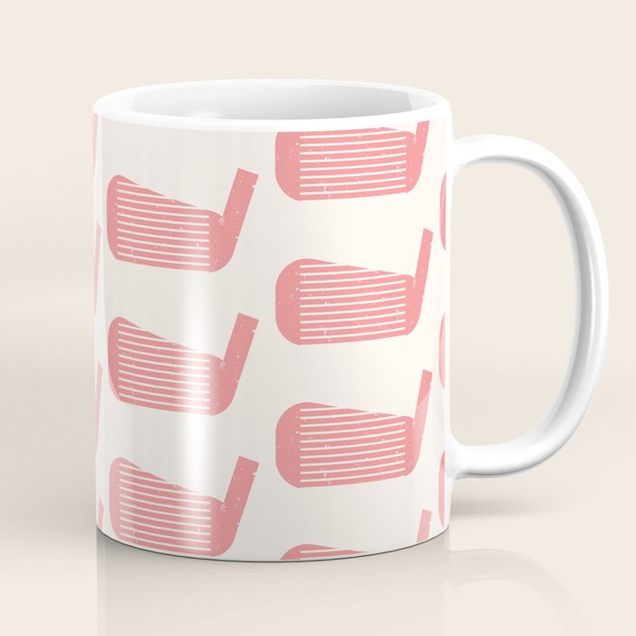 Golf Club Head Vintage Pattern (Beige/Pink) Coffee Mug Gallery Image 1