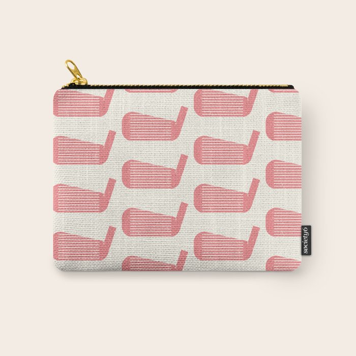 Golf Club Head Vintage Pattern (Beige/Pink) Carry All Pouch Gallery Image 1
