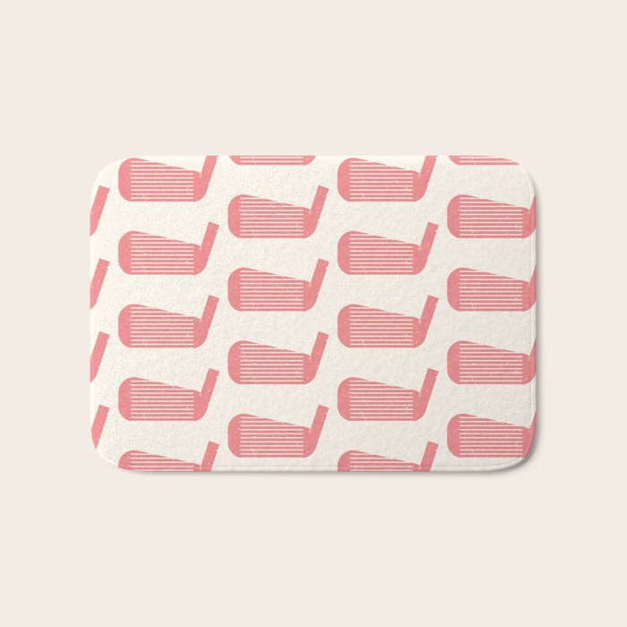 Golf Club Head Vintage Pattern (Beige/Pink) Bath Mat Gallery Image 1