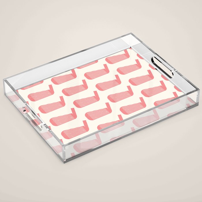 Golf Club Head Vintage Pattern (Beige/Pink) Acrylic Tray Gallery Image 1