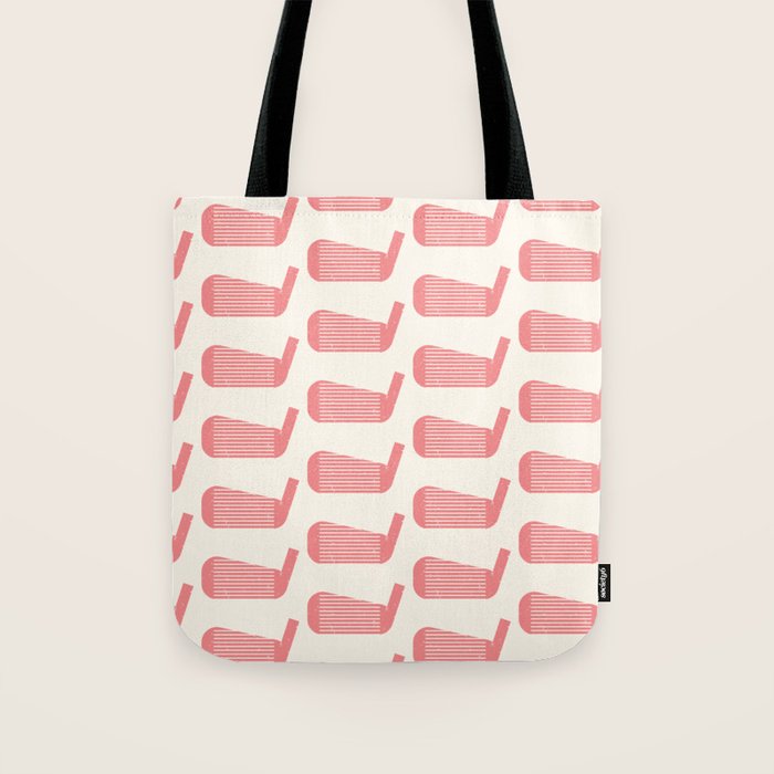 Golf Club Head Vintage Pattern (Beige/Pink) Tote Bag Gallery Image 1