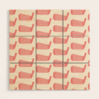 Golf Club Head Vintage Pattern (Beige/Pink) Wood Wall Art Gallery Image 1