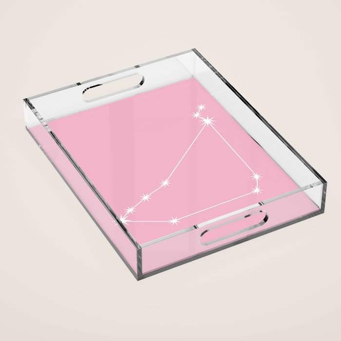 Capricorn Zodiac Star Constellation Line Art Soft Pink Acrylic Tray Gallery Image 1