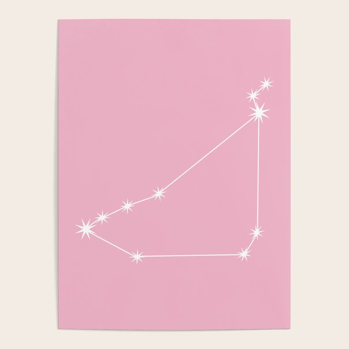 Capricorn Zodiac Star Constellation Line Art Soft Pink Poster Gallery Image 4