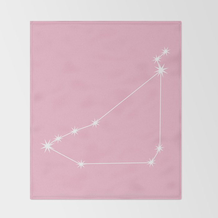 Capricorn Zodiac Star Constellation Line Art Soft Pink Throw Blanket Gallery Image 2