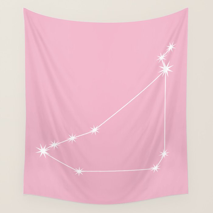 Capricorn Zodiac Star Constellation Line Art Soft Pink Wall Tapestry Gallery Image 4