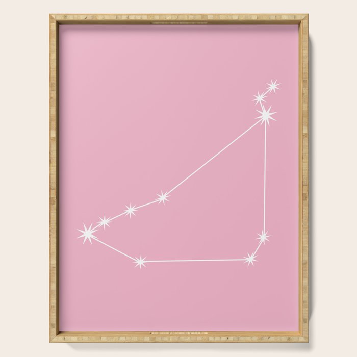 Capricorn Zodiac Star Constellation Line Art Soft Pink Serving Tray Gallery Image 1