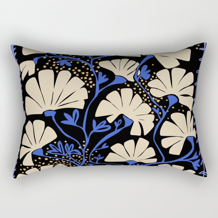 Klimts always blooming good mood deep black Rectangular Pillow Gallery Image 1