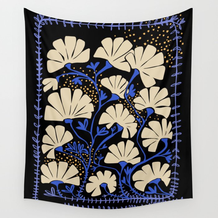 Klimts always blooming good mood deep black Wall Tapestry Gallery Image 4