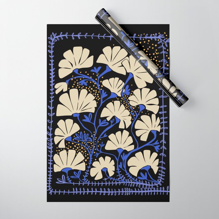 Klimts always blooming good mood deep black Wrapping Paper Gallery Image 1