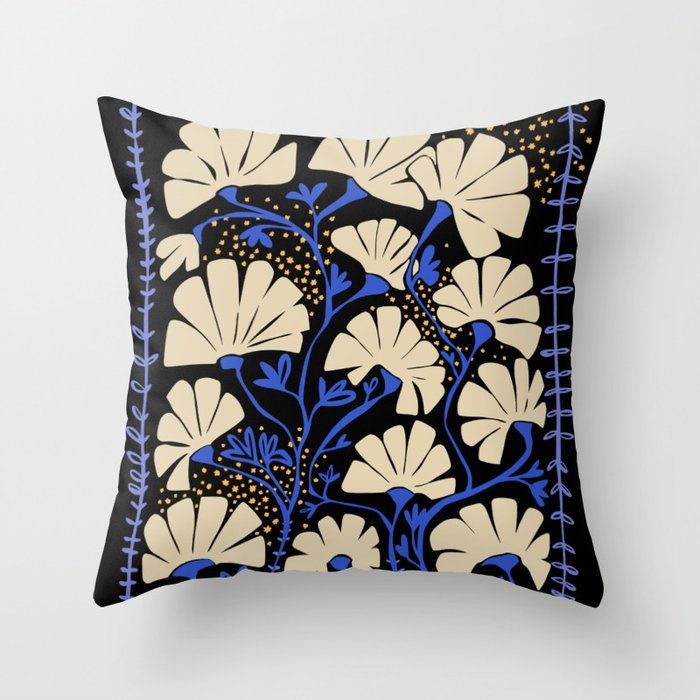 Klimts always blooming good mood deep black Throw Pillow Gallery Image 6