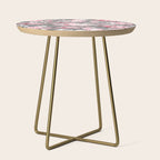 Vintage blush pink floral black white stripes Side Table Gallery Image 1