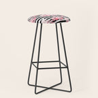 Vintage blush pink floral black white stripes Stool Gallery Image 1