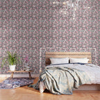 Vintage blush pink floral black white stripes Wallpaper Gallery Image 3