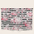 Vintage blush pink floral black white stripes Wall Hanging Gallery Image 1
