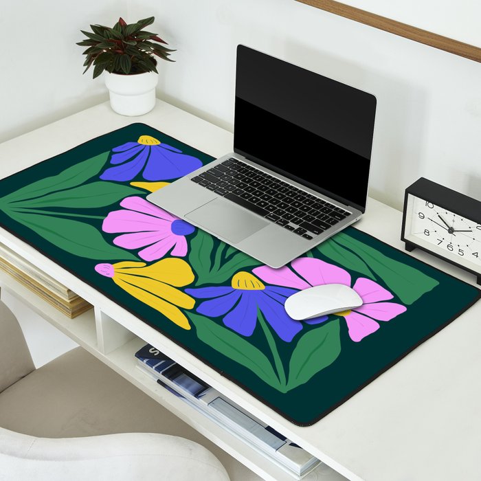 Midnight Summer: Matisse Foliage | Flower Market 001 Desk Mat Gallery Image 2