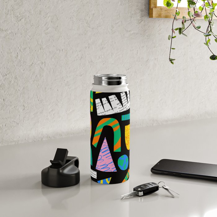 Modern abstract collage art shapes pattern  Water Bottle Gallery Image 4