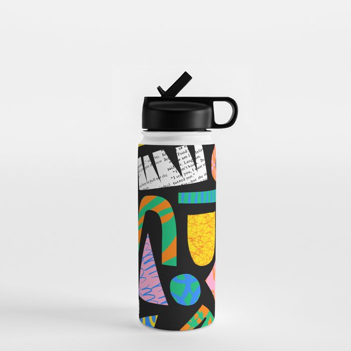 Modern abstract collage art shapes pattern  Water Bottle Gallery Image 1